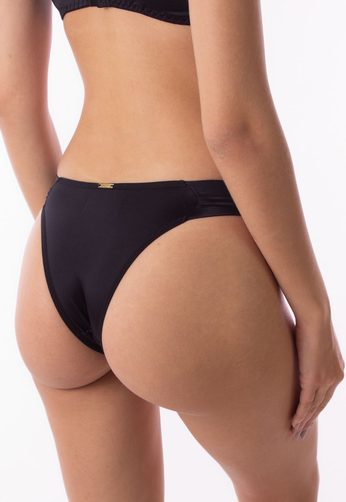 Calcinha Simony Lingerie Tanga Franzida Na Lateral Microfibra E Renda